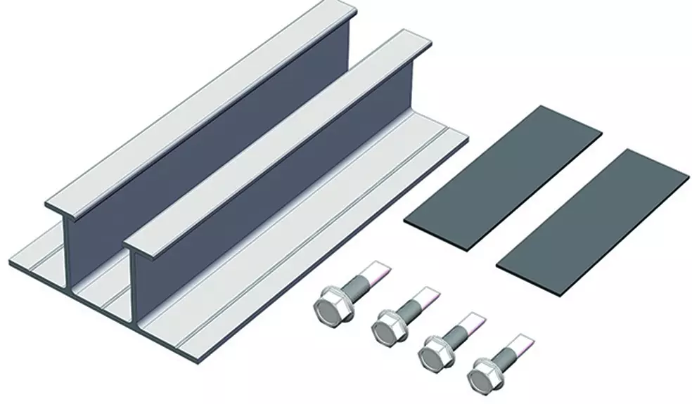 Aluminum slotted rail for Metal roof with Trapezoidal profile Solar mounting system